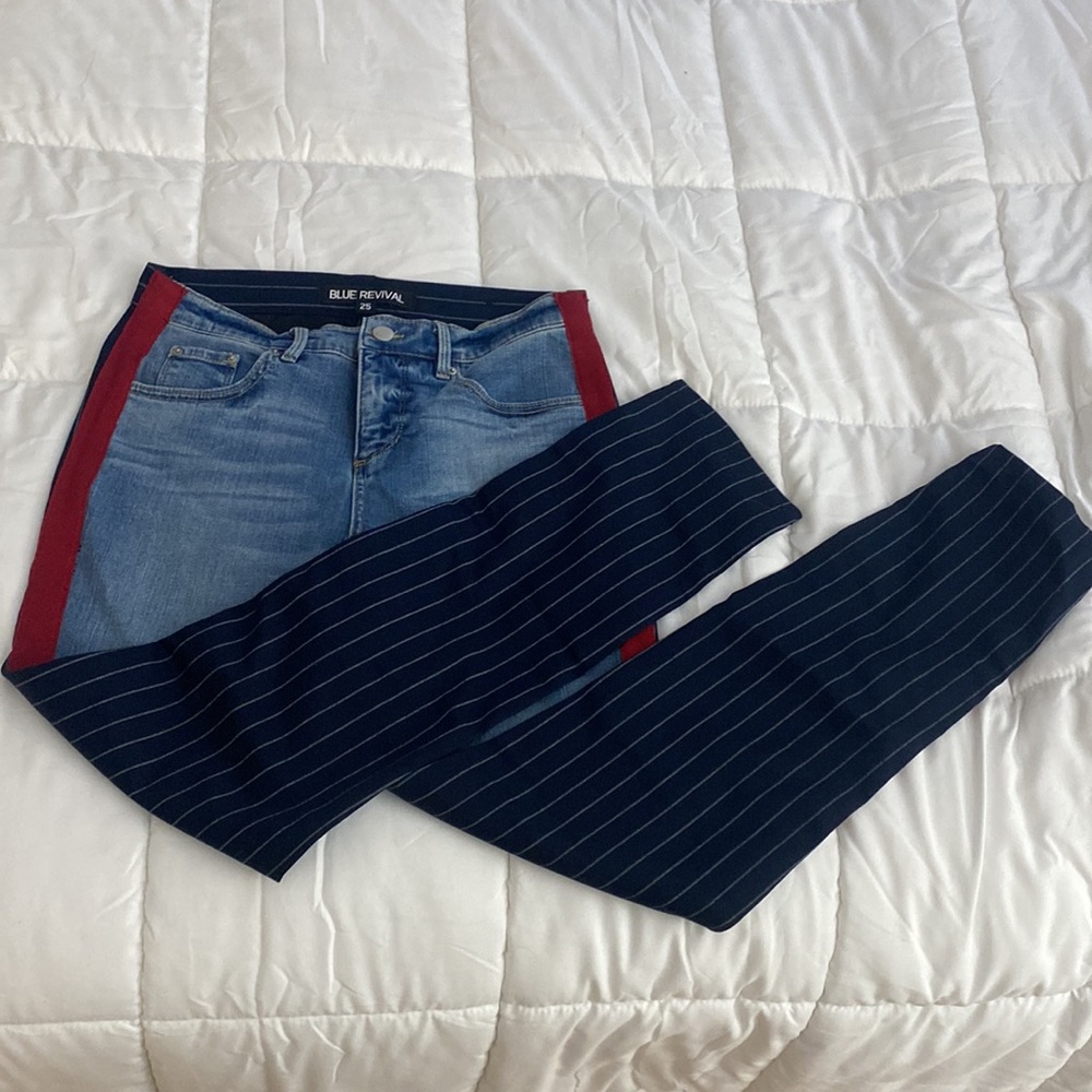 Blue revival double sided skinny jeans